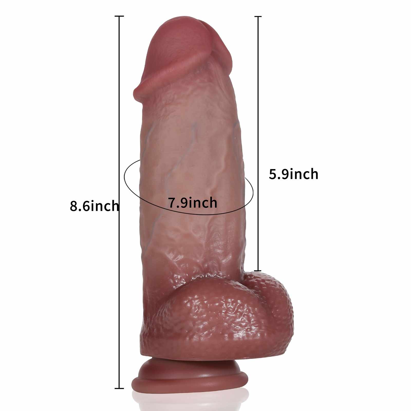 Allen 8.6 Inch Ultra Thick Dildo Silicone Most Realistic Dildo GSpot Dildo - RealCocks