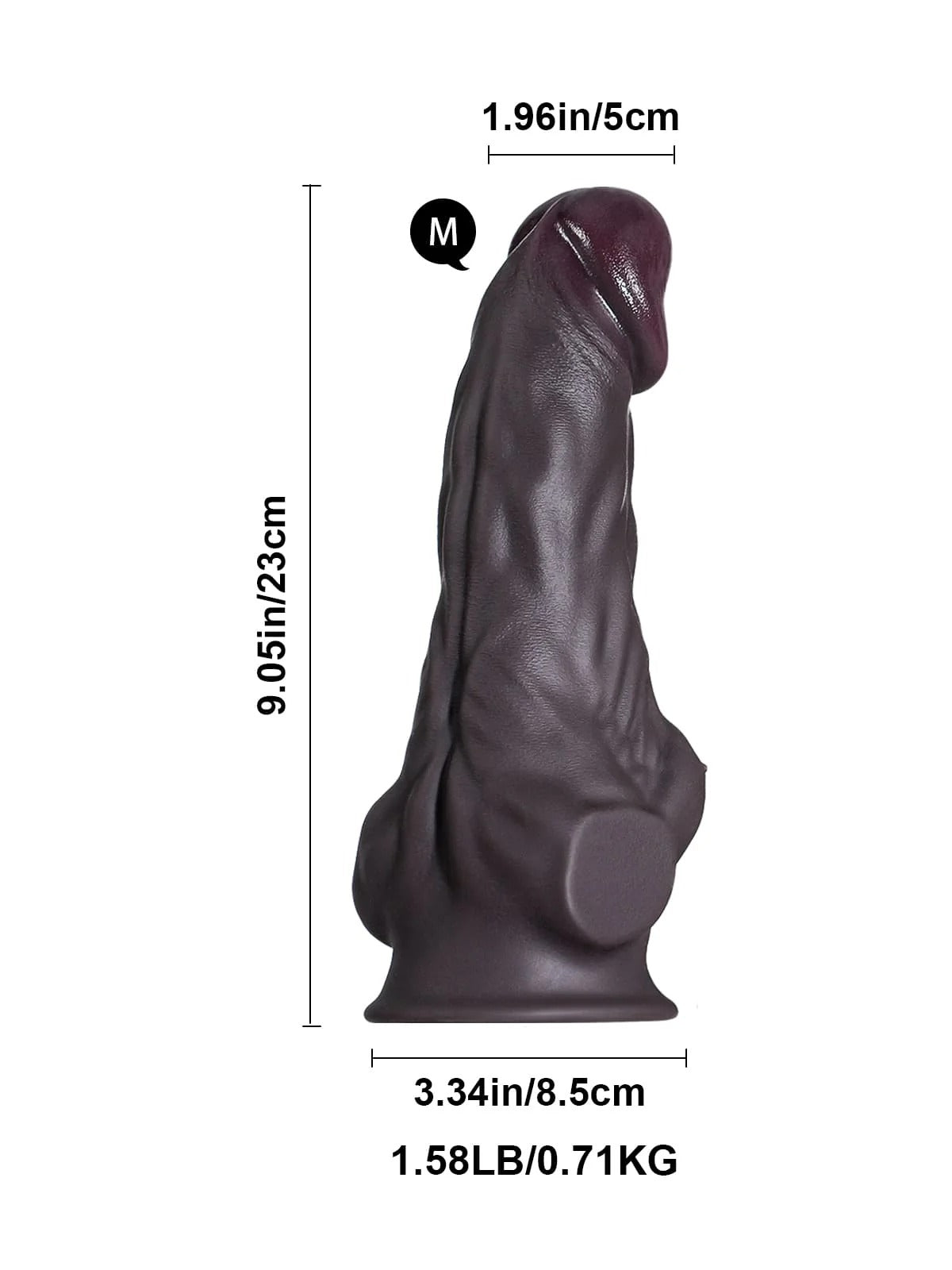 Brad 9" X 1.9" M Size Sexy Massive Black Dildo Muscle Cock - RealCocks