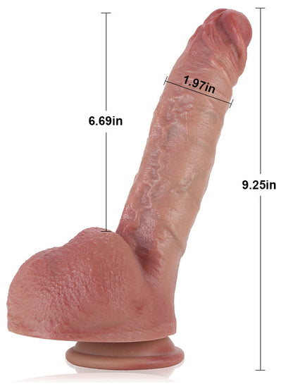 Charlie 9.2" x 2" Hyper Realistic Dildo With Metal Keel Bendable - RealCocks