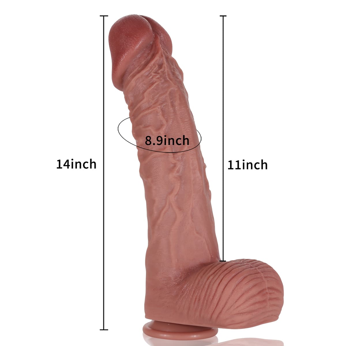 Tony 14 inch Black Big Realistic Dildo Dual Density Huge Dildo Unisex - RealCocks
