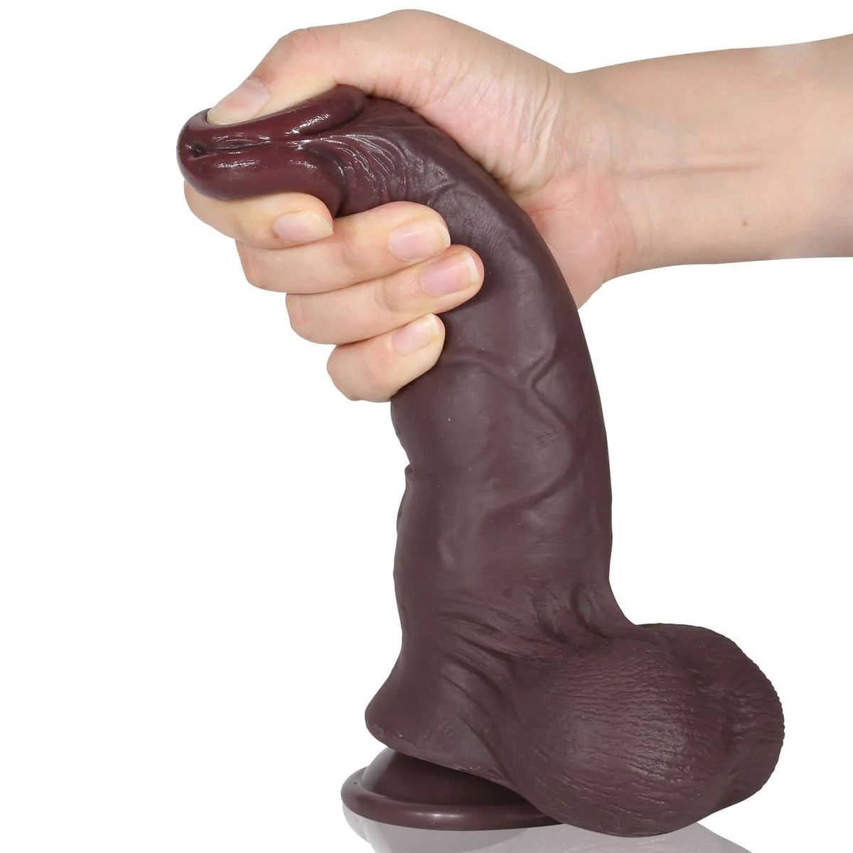 Realcocks Báller 7.9in Sliding Foreskin Black Dildo Lifelike Flexible Real Balls Realistic Dildo - RealCocks