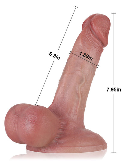 John 7.9" x 1.9" Thick White Realistic Feeling Dildo With Big Balls - RealCocks