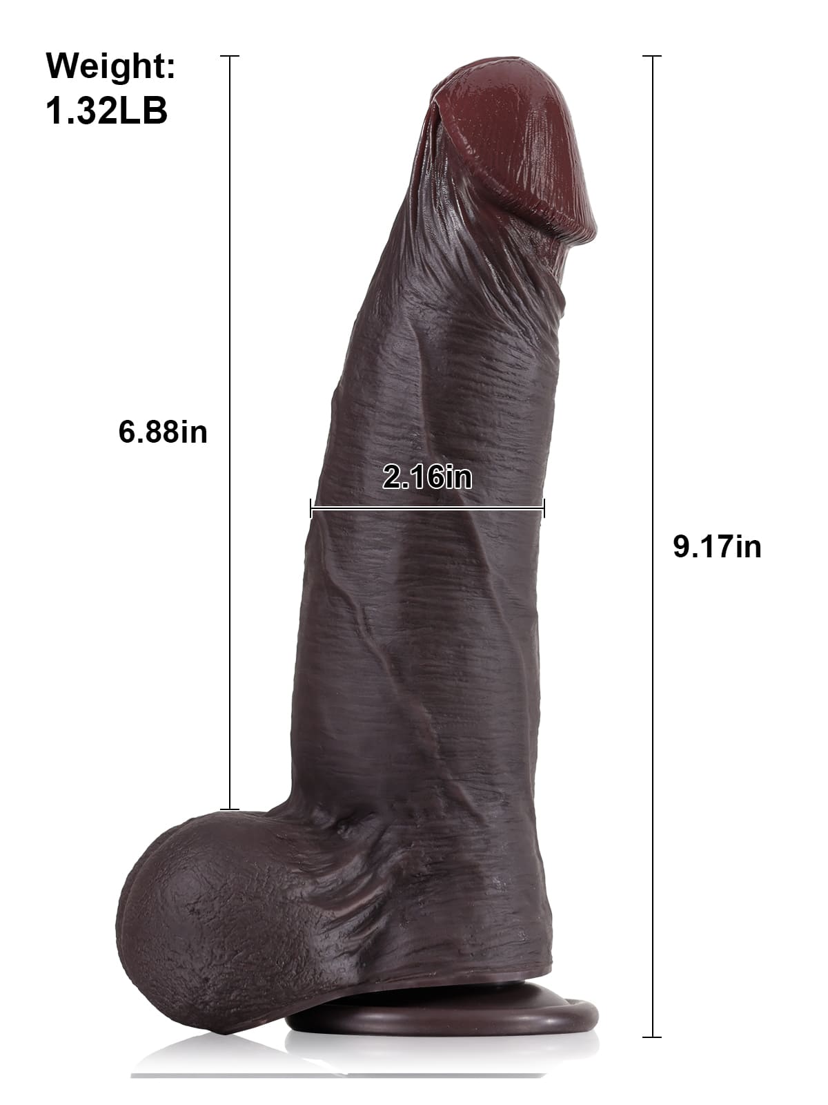 Joshua  9" x 2" Black Soft Skin Thick Sliding Skin Dildo With Moving Balls - RealCocks