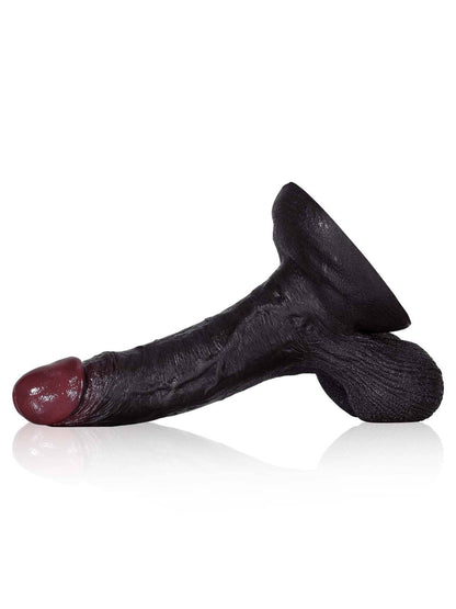 Kellz 7.6" x 1.7" Black Realistic Dildo With Hanging Moving Balls - RealCocks