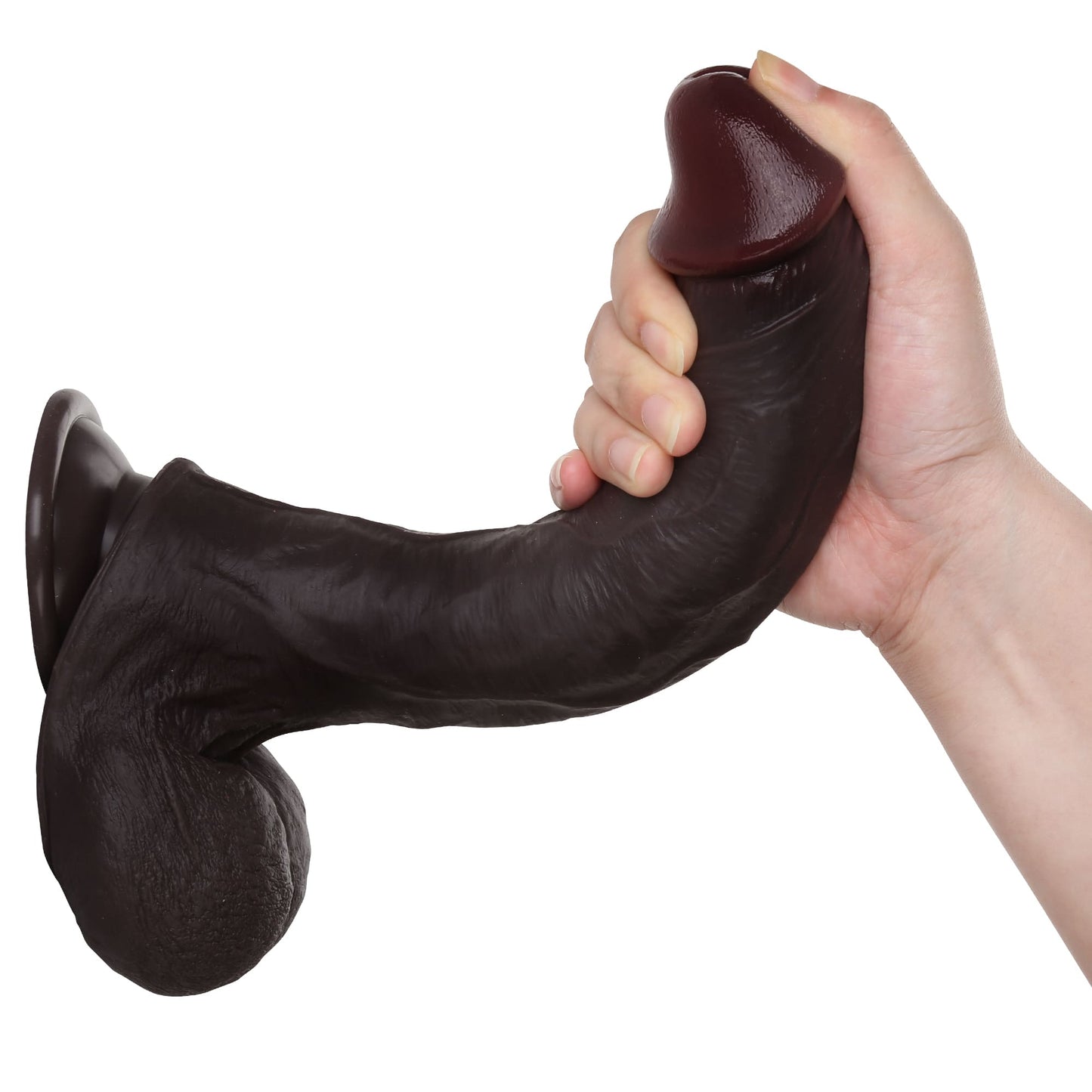 Knight 10 inch Real Feel Ball Super Realistic Glan Black Dildo - RealCocks