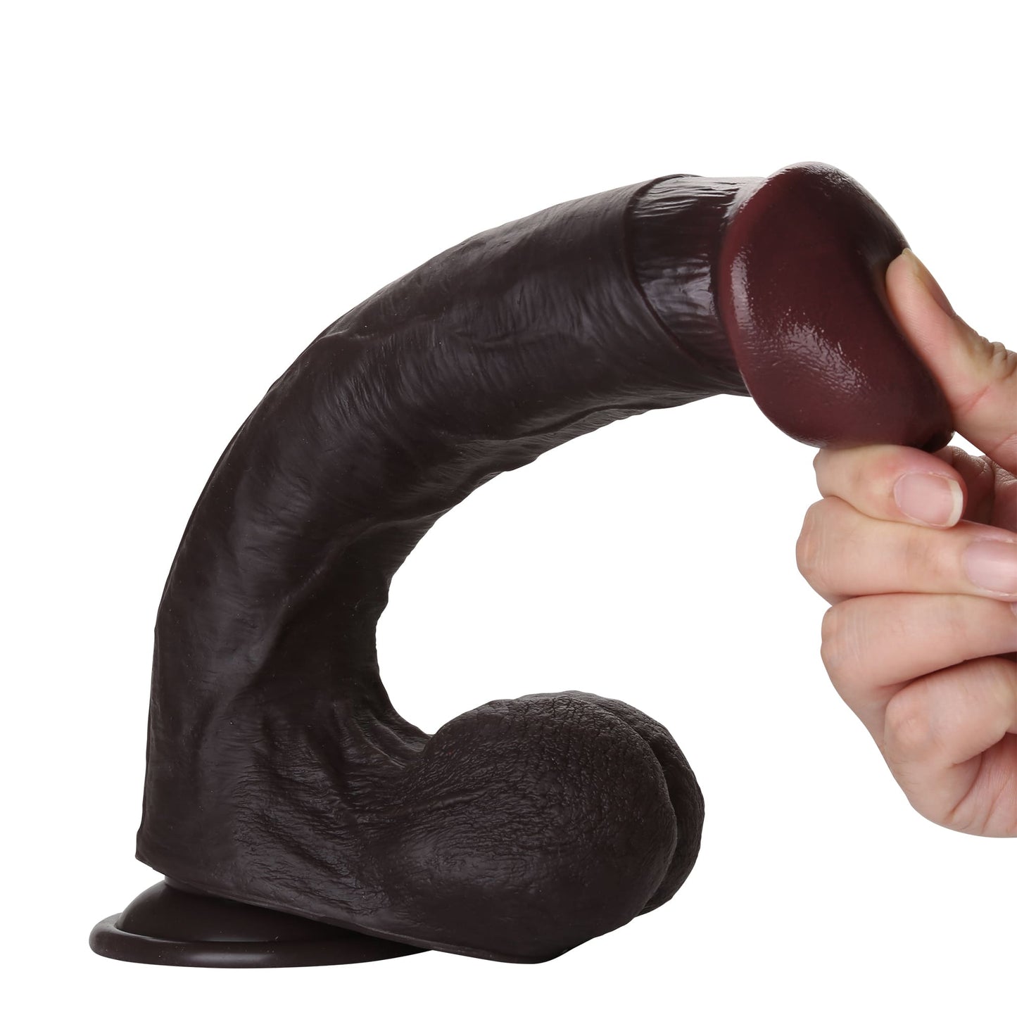 Knight 10 inch Real Feel Ball Super Realistic Glan Black Dildo - RealCocks