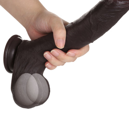 Knight 10 inch Real Feel Ball Super Realistic Glan Black Dildo - RealCocks
