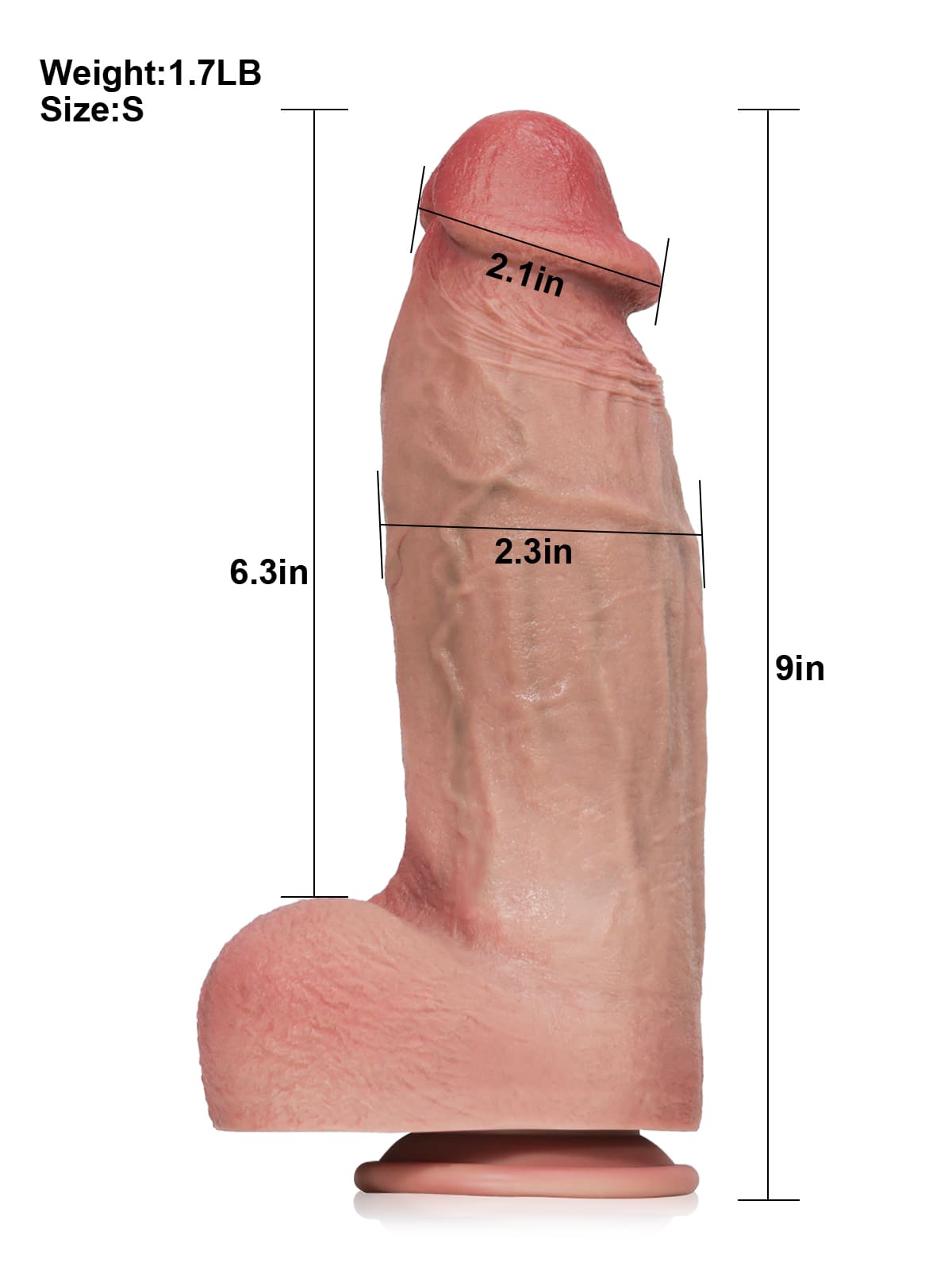 Thor 11" x 3" Realistic Soft Flesh Like Hue Thick Short Fat Dildo - RealCocks