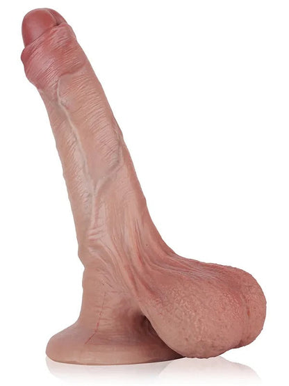 Chris 8.2" x 1.6" Uncut Realistic Dildo With Swinging Saggy Balls - RealCocks